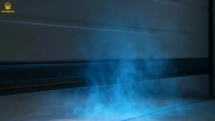 Magnetische DoorMag Spaltabdichtung mit Schutzplatten gegen Nagetiere am Garagen- oder Industrietor zum Schutz vor Mäusen, Zugluft, Staub und Feuchtigkeit.