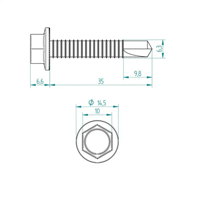 Bohrschraube 6.3 mm für Torbefestigung